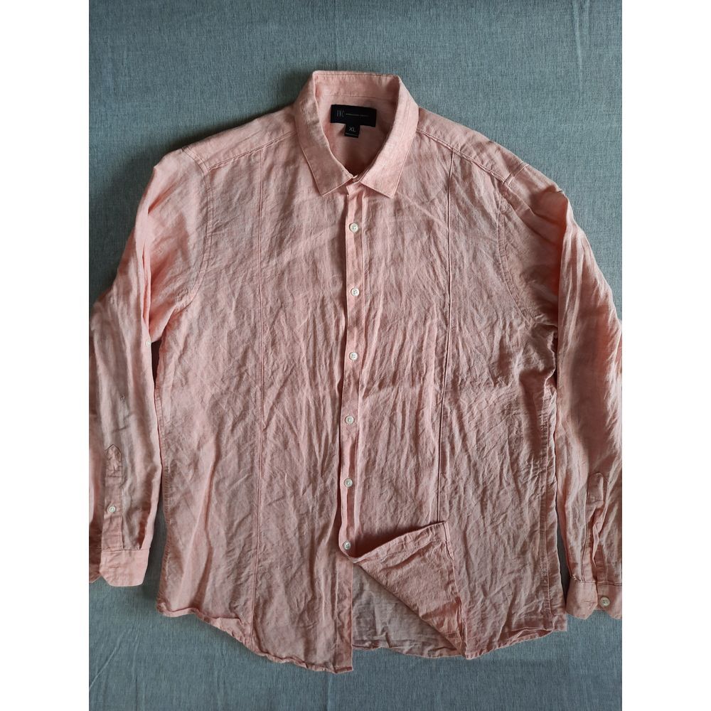 INC international Concept XL Batik Long Sleeves Linen/Cotton Summer Orange shirt